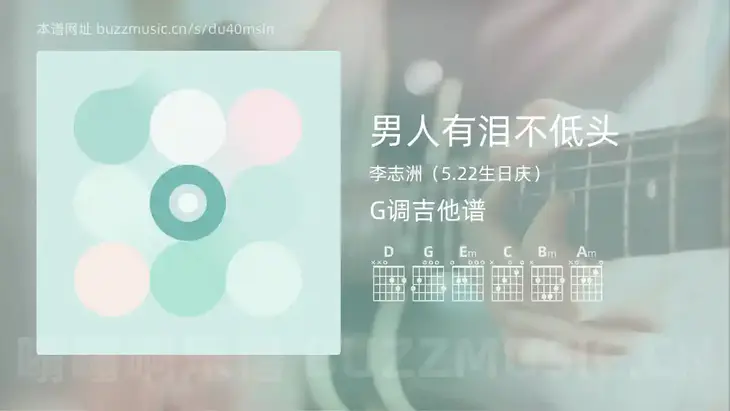 男人有泪不低头 李志洲（5.22生日庆） 吉他谱G调简单版