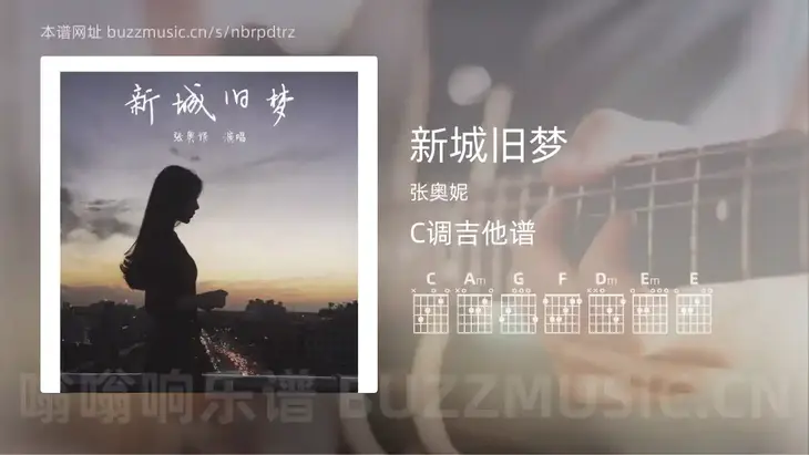 新城旧梦 张奥妮 吉他谱C调简单版