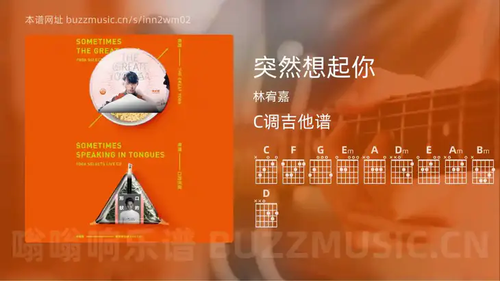 突然想起你 林宥嘉 吉他谱C调简单版