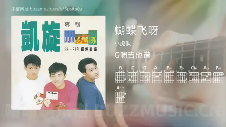 蝴蝶飞呀 小虎队 吉他谱G调简单版