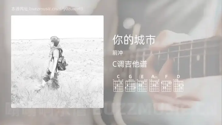 你的城市 前冲 吉他谱C调简单版