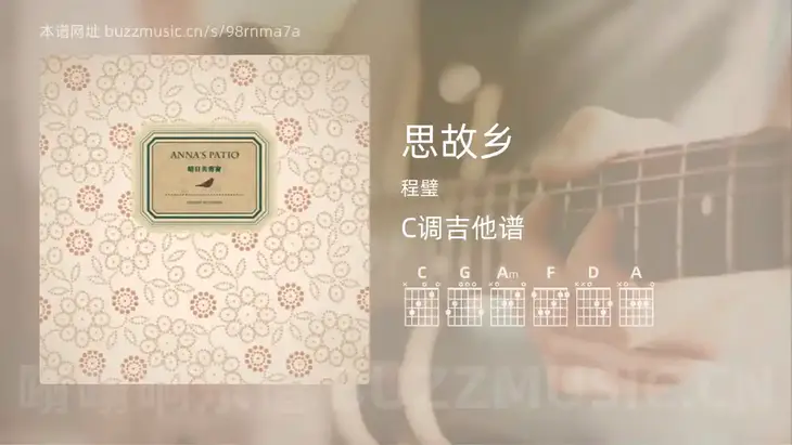 思故乡 程璧 吉他谱C调简单版