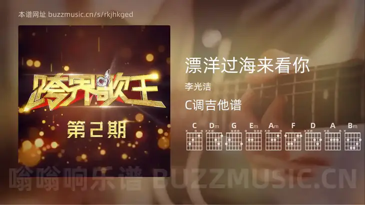 漂洋过海来看你 李光洁 吉他谱C调简单版