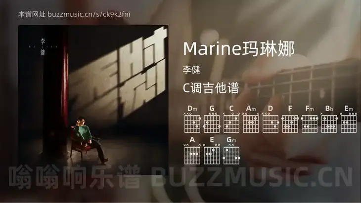 Marine玛琳娜 李健 吉他谱C调简单版