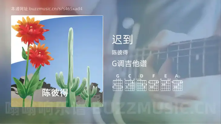 迟到 陈彼得 吉他谱G调简单版
