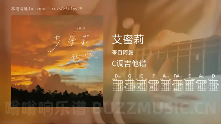 艾蜜莉 来自阿曼 吉他谱C调简单版