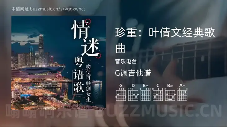 珍重:叶倩文经典歌曲 音乐电台 吉他谱G调简单版