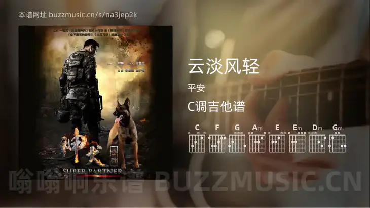云淡风轻 平安 吉他谱C调简单版