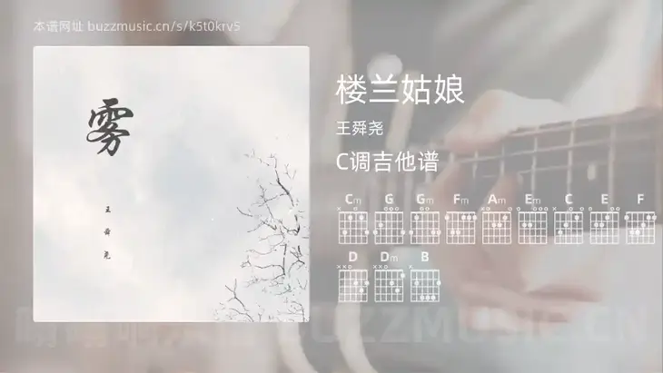 楼兰姑娘吉他谱C调 王舜尧 简单版