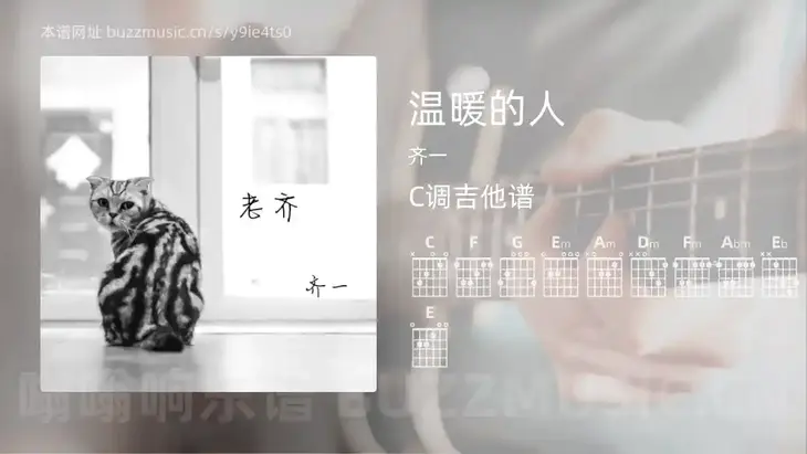 温暖的人 齐一 吉他谱C调简单版