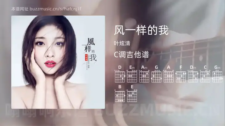 风一样的我 叶炫清 吉他谱C调简单版