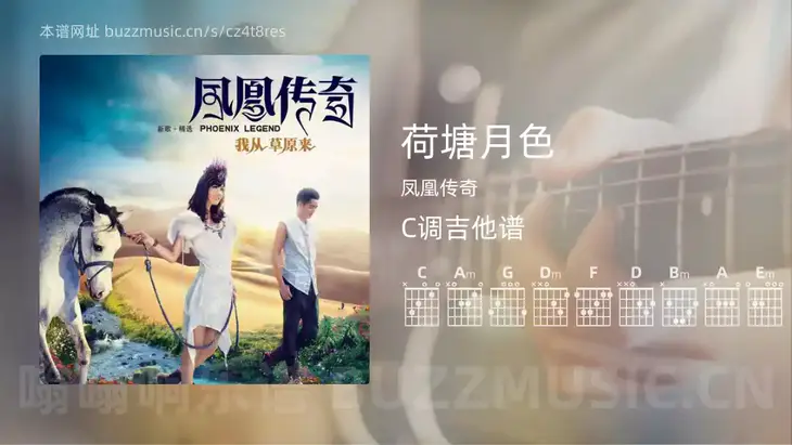 荷塘月色 凤凰传奇 吉他谱C调简单版