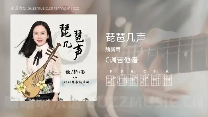 琵琶几声 魏新雨 吉他谱C调简单版