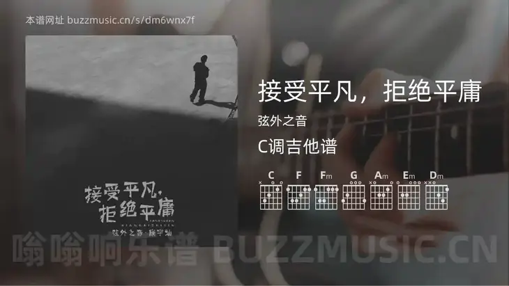 接受平凡，拒绝平庸 弦外之音 吉他谱C调简单版