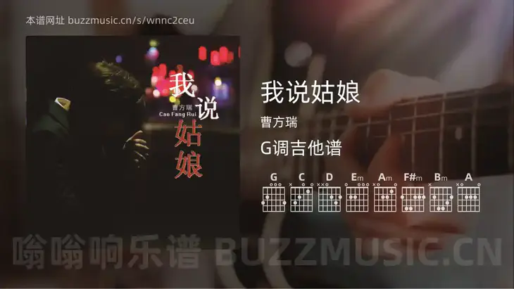 我说姑娘 曹方瑞 吉他谱G调简单版