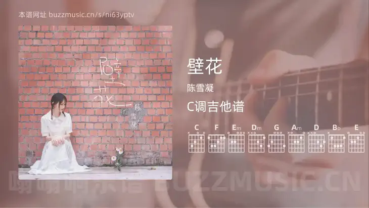 壁花 陈雪凝 吉他谱C调简单版