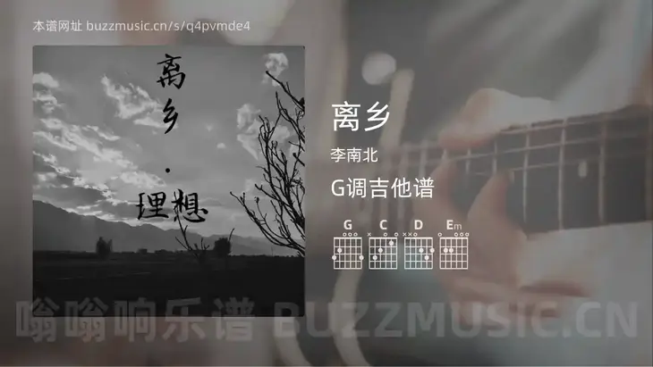 离乡吉他谱G调 李南北 简单版