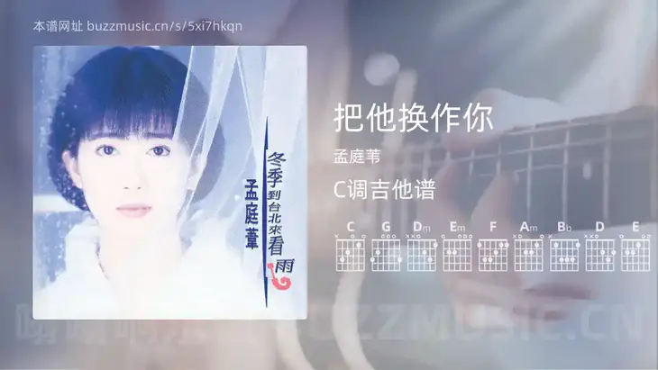 把他换作你 孟庭苇 吉他谱C调简单版