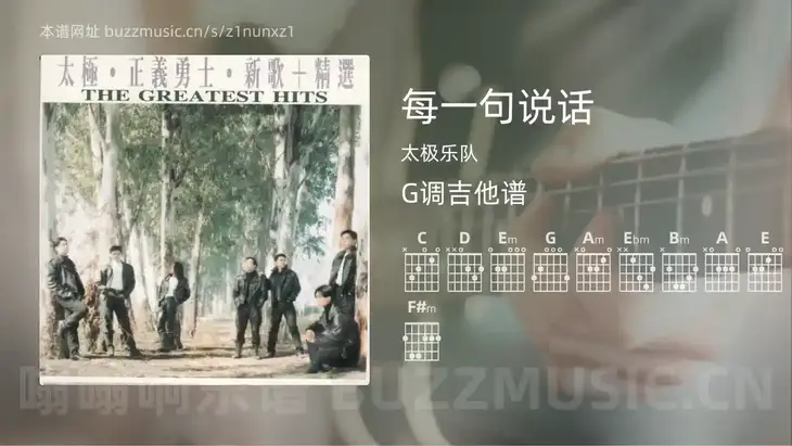每一句说话 太极乐队 吉他谱G调简单版