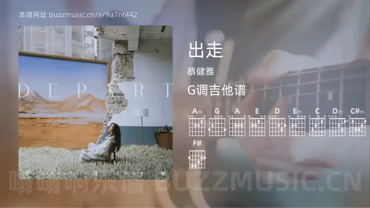 出走 蔡健雅 吉他谱G调简单版