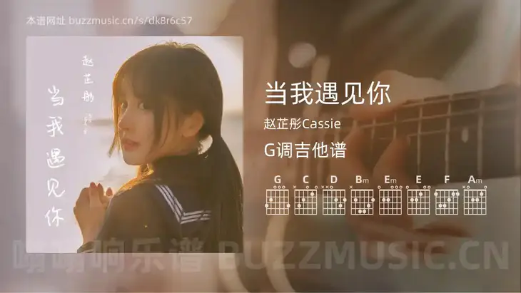 当我遇见你 赵芷彤Cassie 吉他谱G调简单版