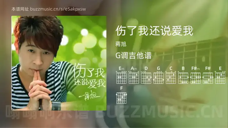 伤了我还说爱我 蒋旭 吉他谱G调简单版