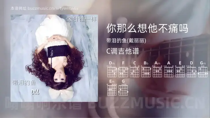 你那么想他不痛吗 带泪的鱼(戴丽丽) 吉他谱C调简单版
