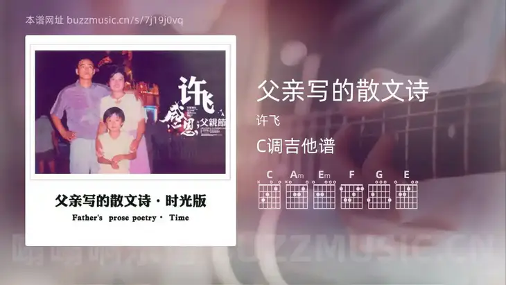 父亲写的散文诗吉他谱C调 许飞 简单版