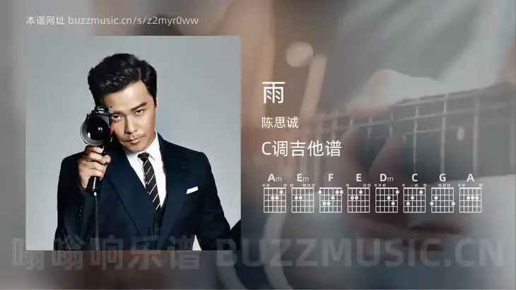 雨 陈思诚 吉他谱C调简单版