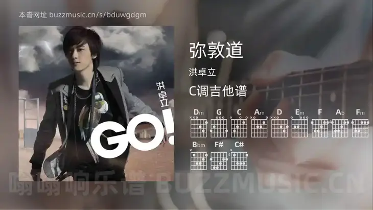 弥敦道 洪卓立 吉他谱C调简单版