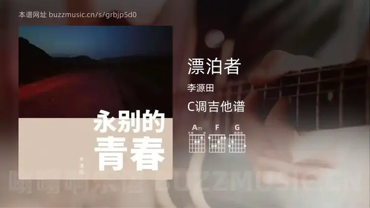 漂泊者吉他谱C调 李源田 简单版