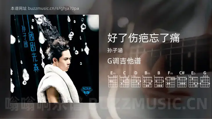 好了伤疤忘了痛 孙子涵 吉他谱G调简单版