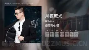 月夜流光 夏天Alex 吉他谱G调简单版