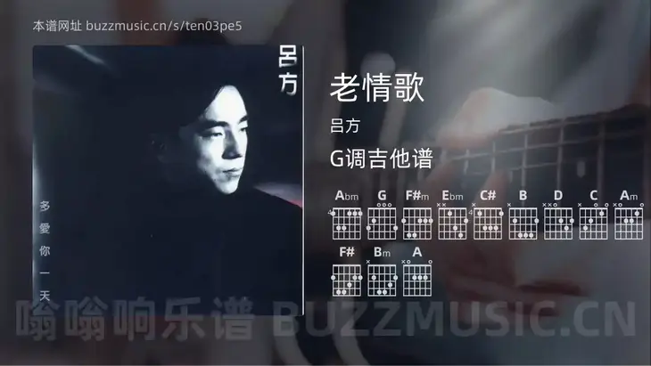老情歌 吕方 吉他谱G调简单版