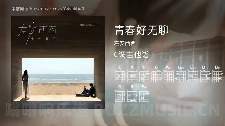 青春好无聊 左安西西 吉他谱C调简单版