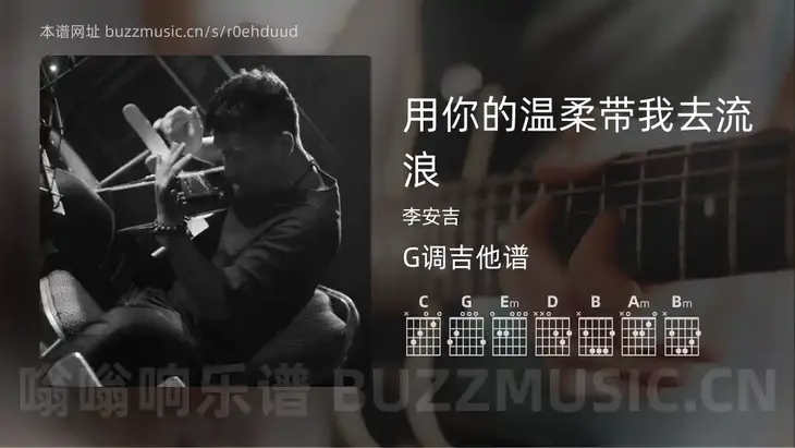 用你的温柔带我去流浪 李安吉 吉他谱G调简单版