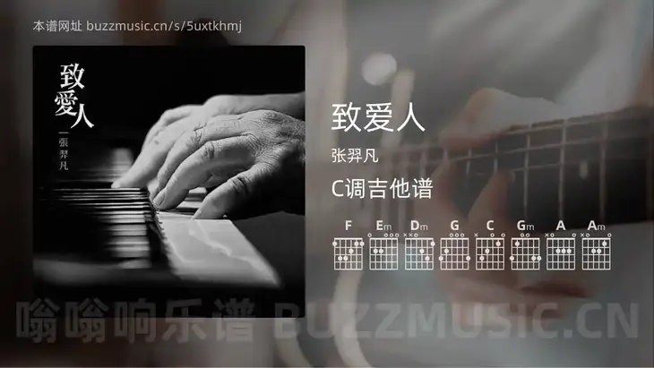 致爱人 张羿凡 吉他谱C调简单版
