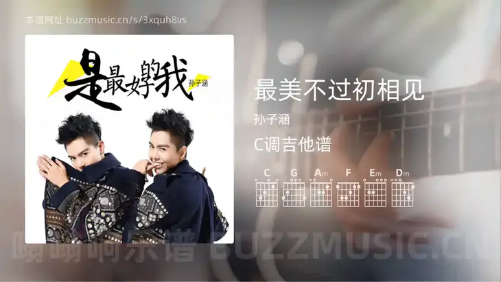 最美不过初相见 孙子涵 吉他谱C调简单版