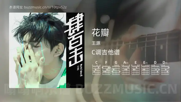 花瓣 王源 吉他谱C调简单版