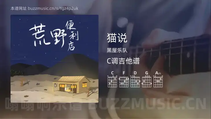 猫说 黑屋乐队 吉他谱C调简单版