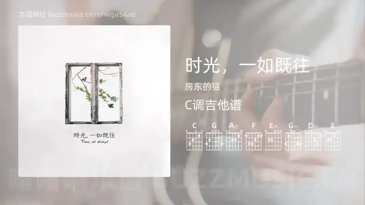 时光，一如既往吉他谱C调 房东的猫 简单版