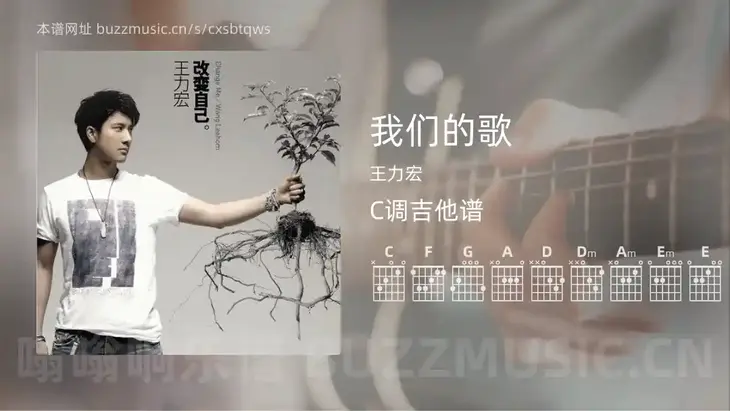 我们的歌吉他谱C调 王力宏 简单版