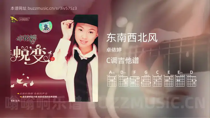 东南西北风 卓依婷 吉他谱C调简单版