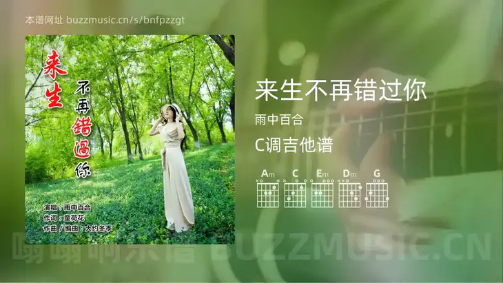 来生不再错过你 雨中百合 吉他谱C调简单版