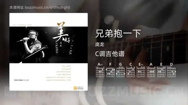 兄弟抱一下吉他谱C调 庞龙 简单版