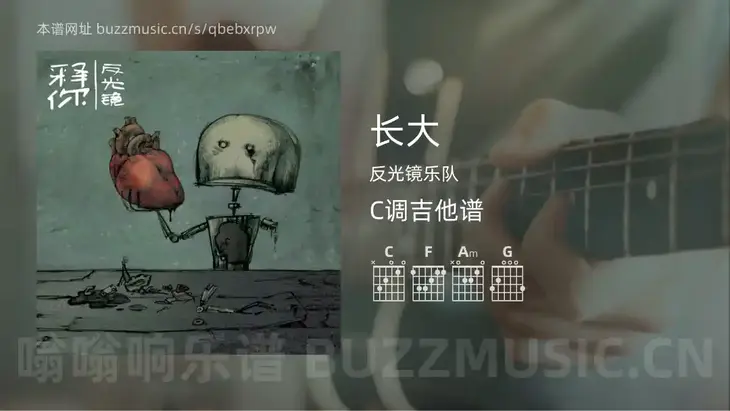 长大 反光镜乐队 吉他谱C调简单版