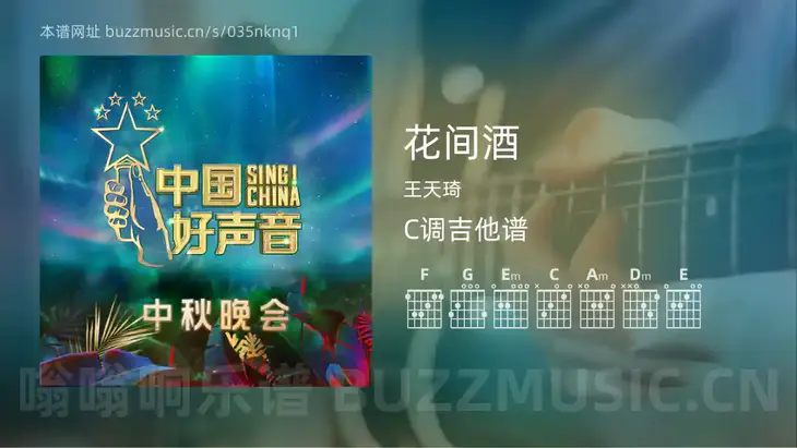 花间酒 王天琦 吉他谱C调简单版