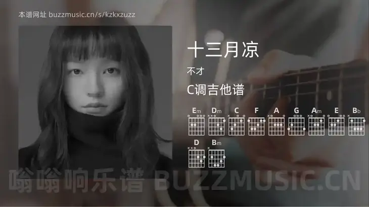 十三月凉 不才 吉他谱C调简单版