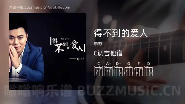 得不到的爱人 申菲 吉他谱C调简单版
