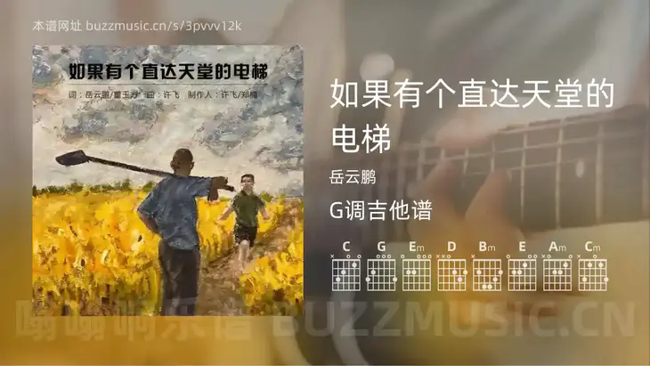 如果有个直达天堂的电梯 岳云鹏 吉他谱G调简单版